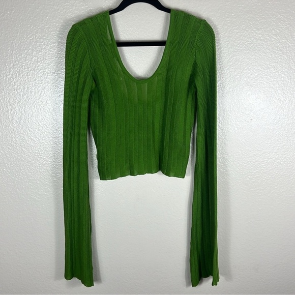 HEAVY MANNERS 'Money Green' Little Miss Cozy Knit Top - Picture 10 of 11